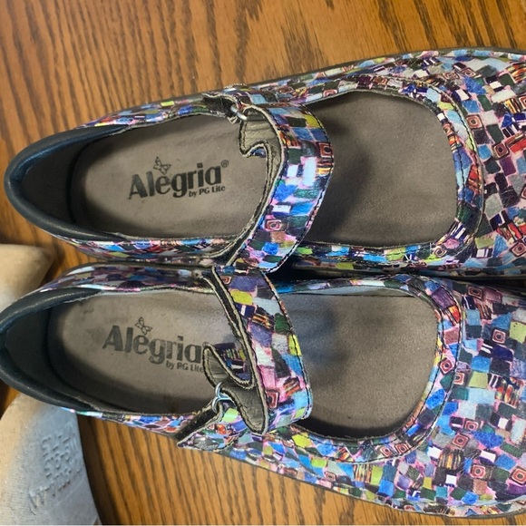 Alegria Mary Janes Bella Multi Cube colorful comfortable low wedge heel size38/8 - Picture 11 of 12